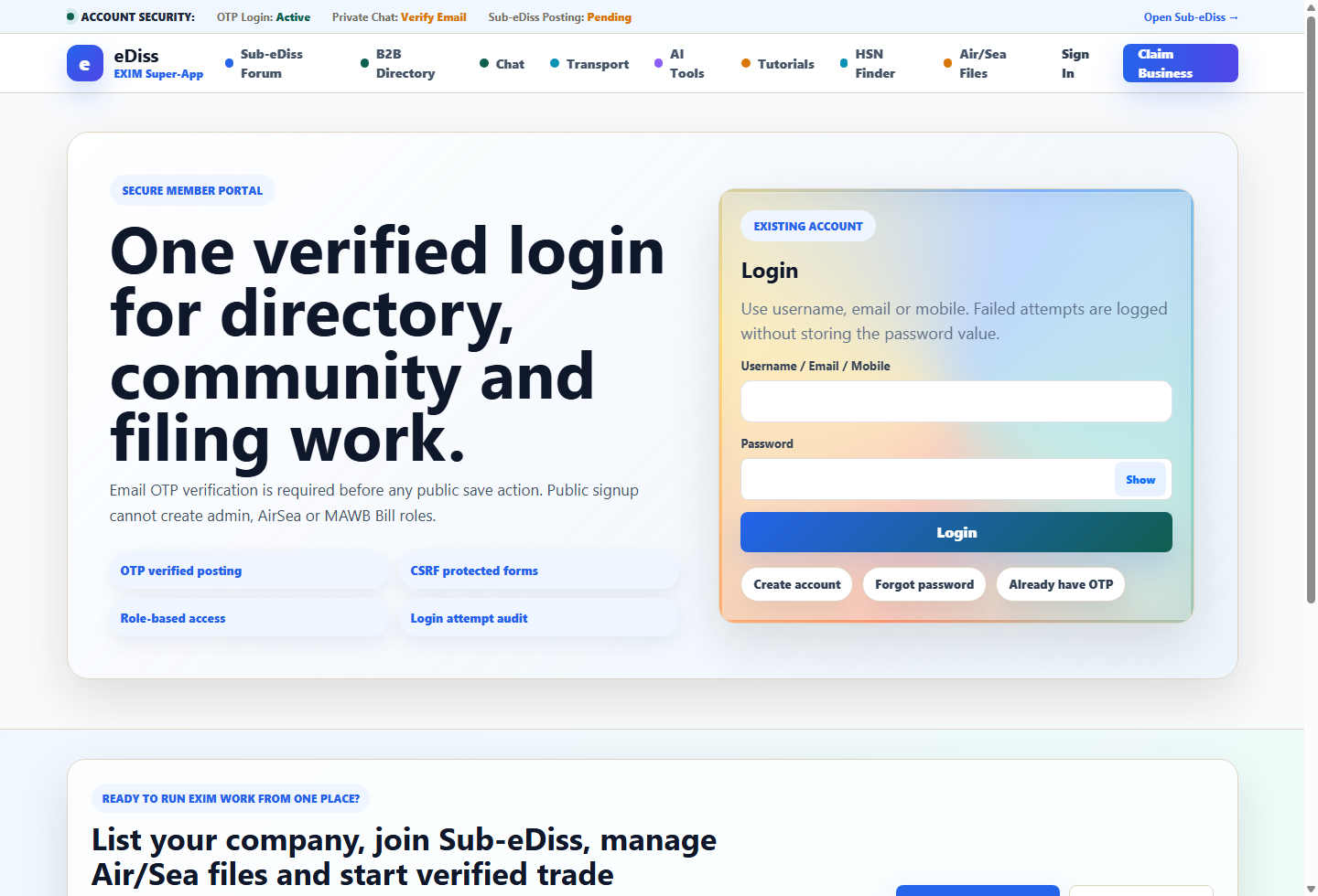 Air/Sea filing access
