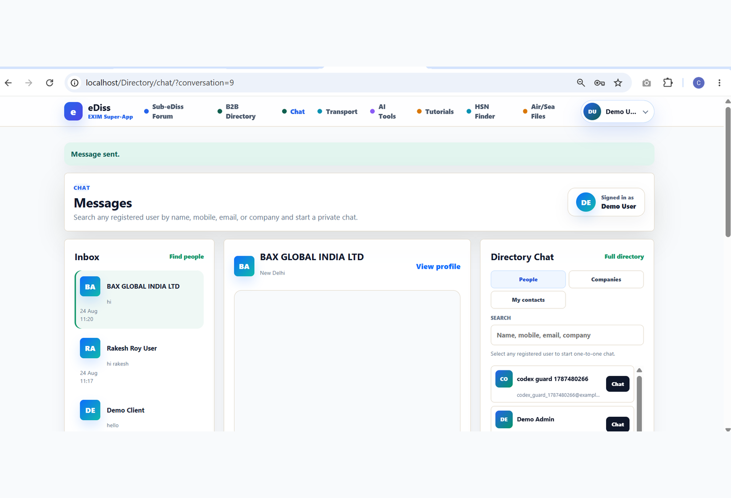Chat workspace