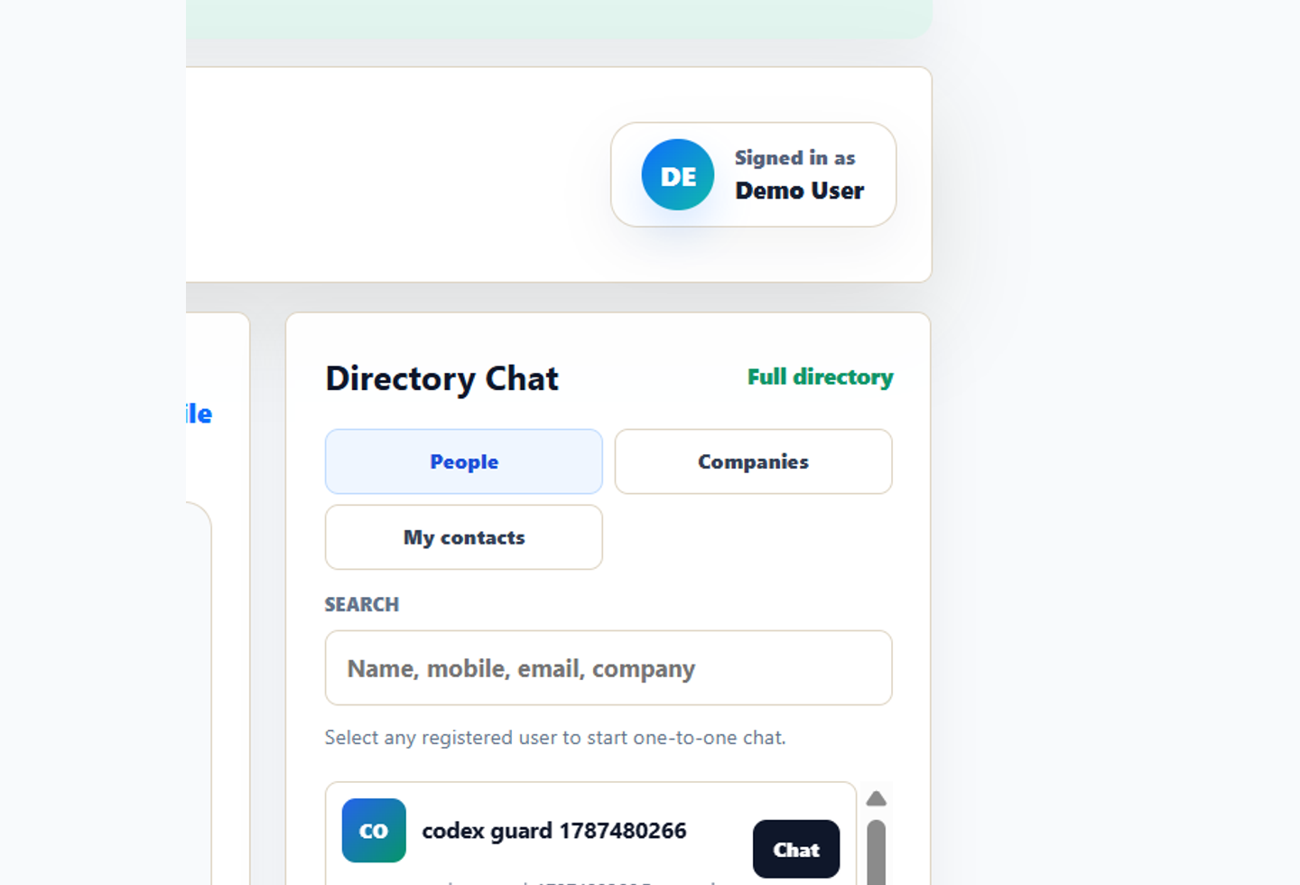 People and company search