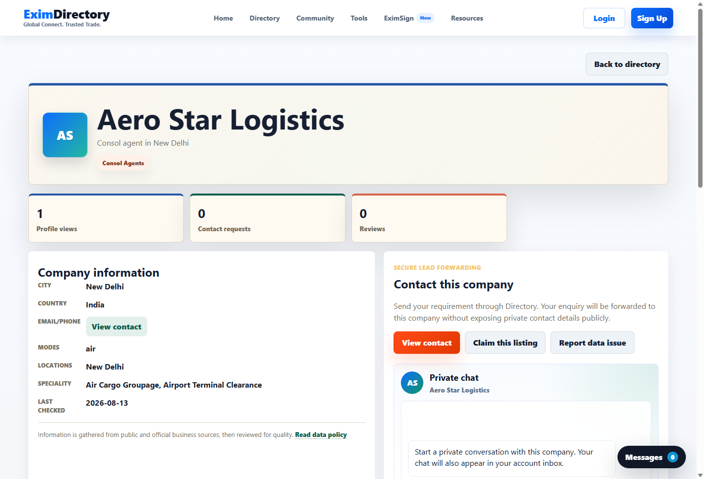 Company profile actions