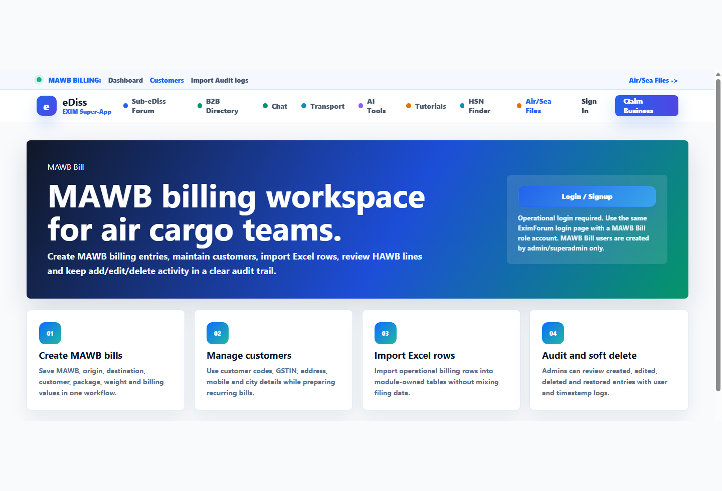 MAWB Billing entry