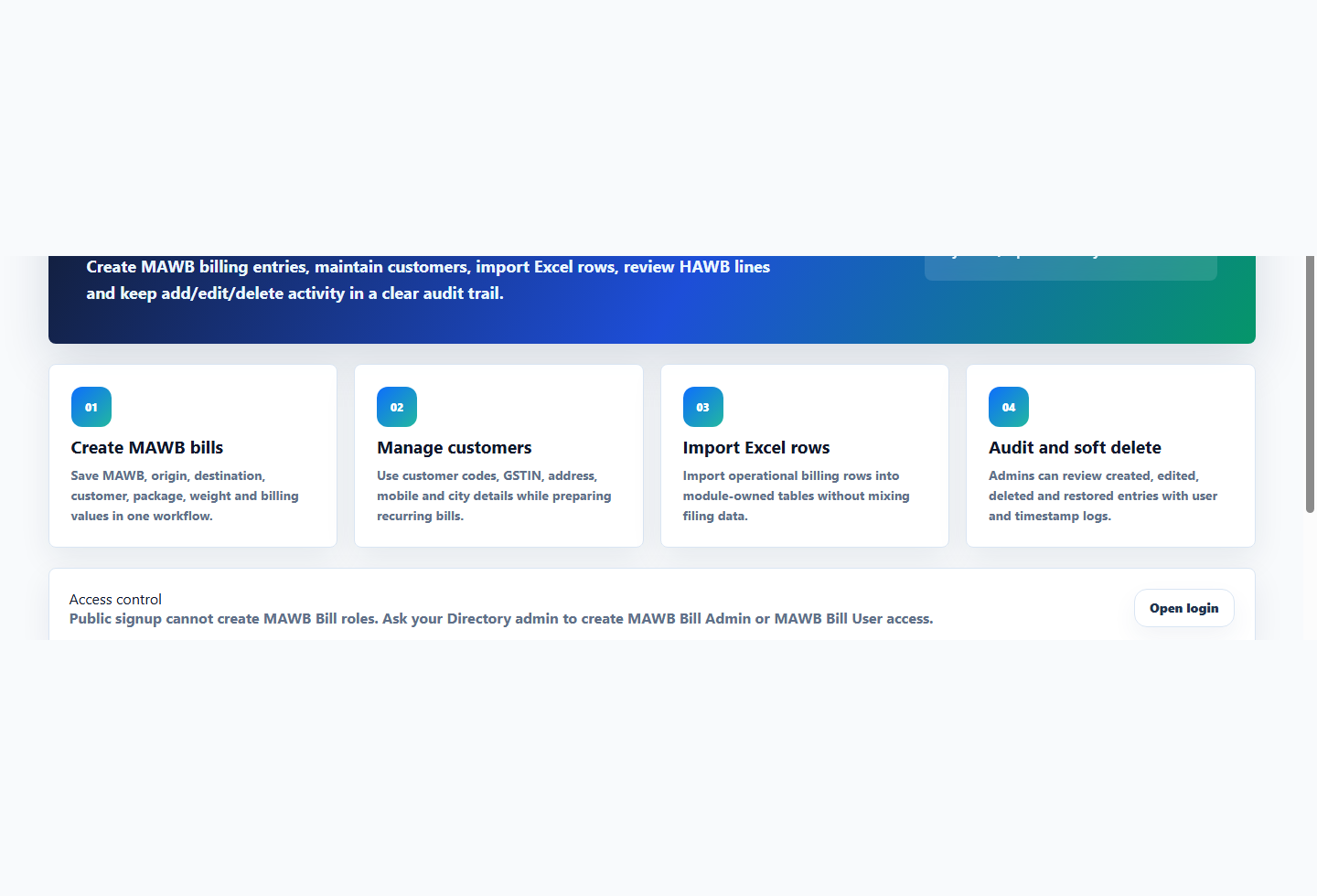 Billing list view