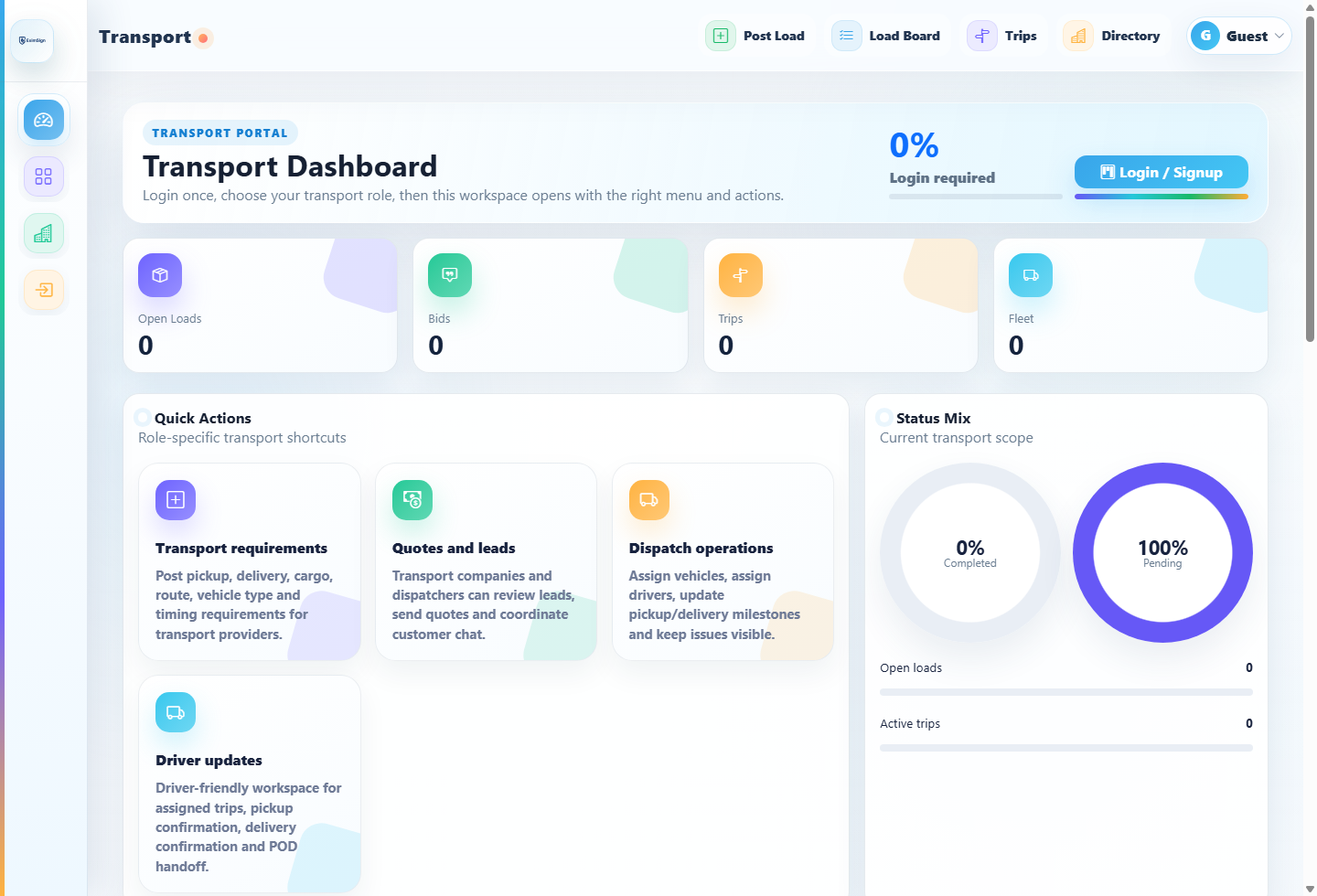 Transport dashboard